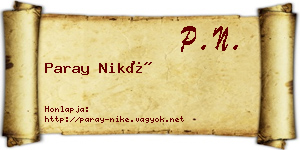 Paray Niké névjegykártya